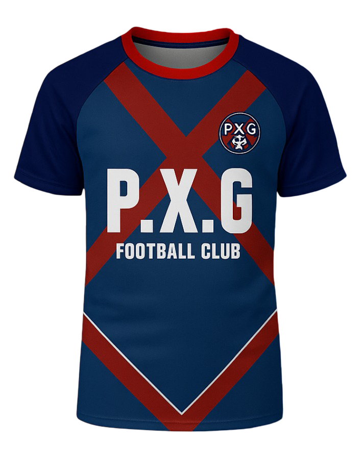 P.X.G Football Club Jersey | Dark Blue Round Neck T-Shirt for Men