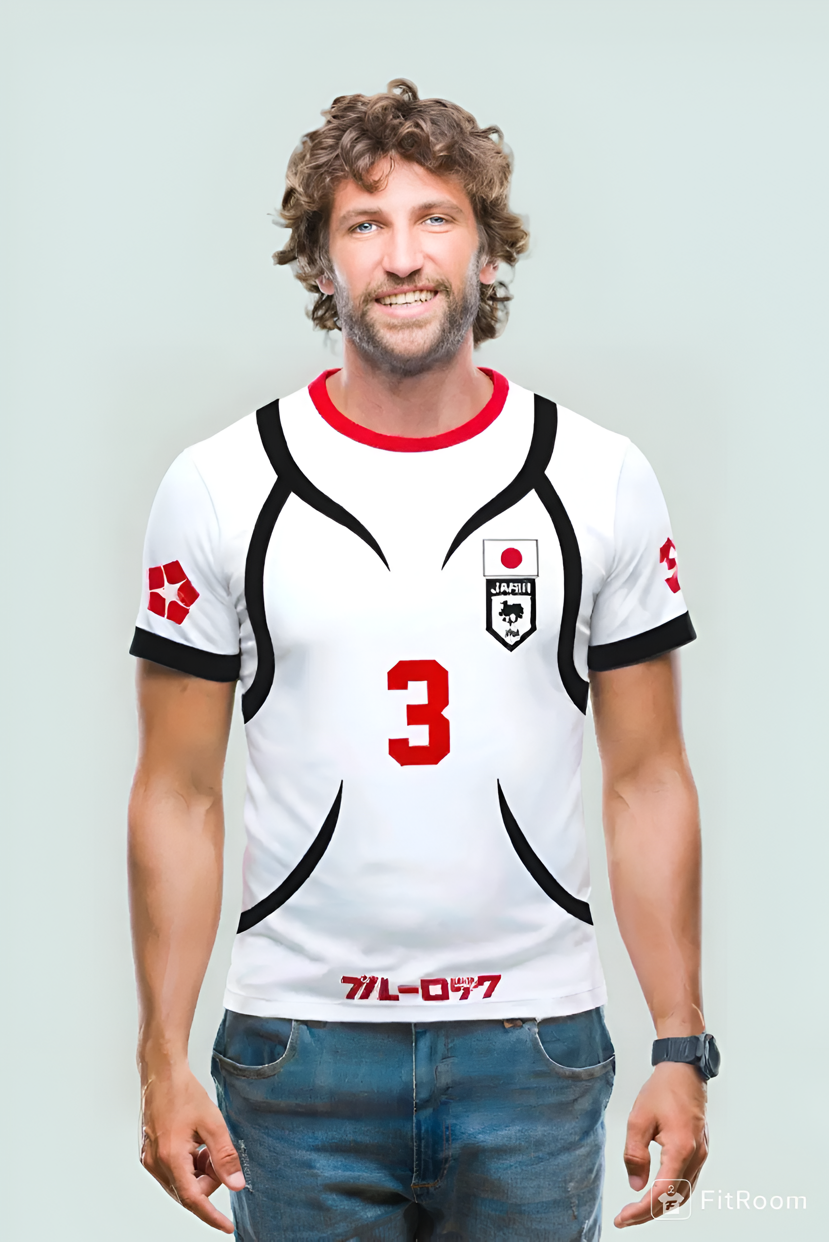 Japan U20 Football Jersey | White Round Neck T-Shirt for Men