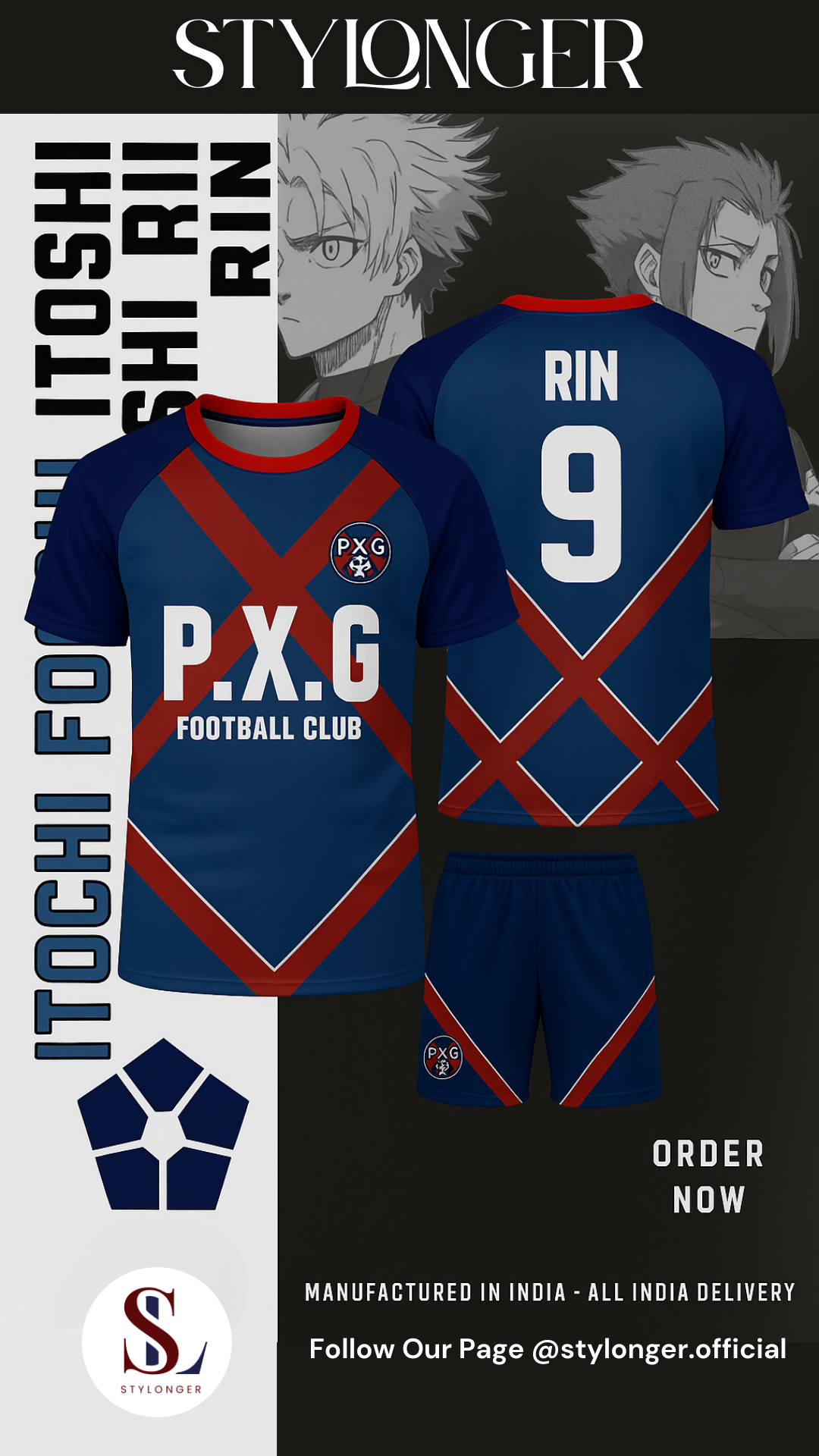 P.X.G Football Club Jersey | Dark Blue Round Neck T-Shirt for Men